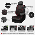 CAR PASS Piping Luxury Leather Seat Covers Full Set,5 Seats Anti-Slip Waterproof Seat Covers Compatible with Front Armrests,U