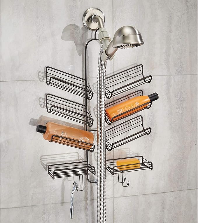 iDesign Verona Metal Hanging Bathroom Caddy for Handheld Shower Hose, Extra Space for Shampoo, Conditioner, Soap, Razors, Loo