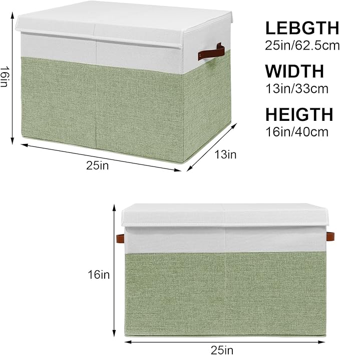 Gowee Large Toy Storage Box with Lid, Sturdy Toys Storage Chest Bin Organizer Basket with Dividers for Kids, Boys, Girls, Nur