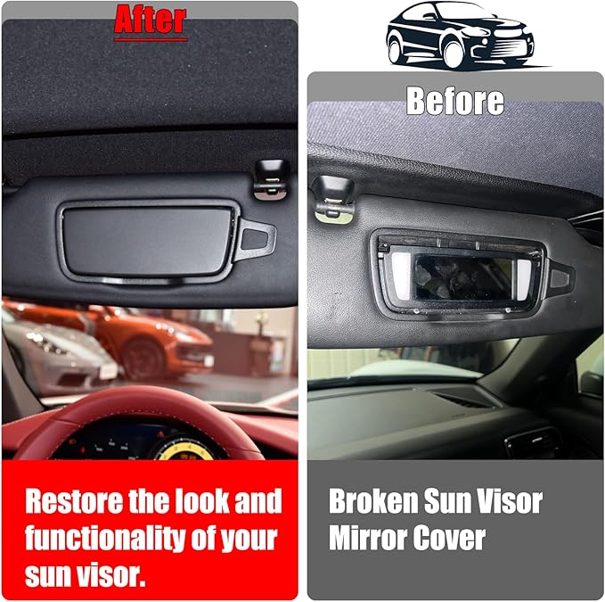 Jaronx Compatible with Porsche Sun Visor Mirror Cover, Left/Right Sun Visor Vanity Mirror Cover Replacement Compatible with Boxster Cayman 981/718 2014-2025, Compatible with Carrera 911 2012-2025