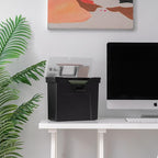 IRIS USA Portable File Box With Handle, Slim w/Organizer Lid, Plastic File Organizer Box for Letter Files, Hanging Filing Fol