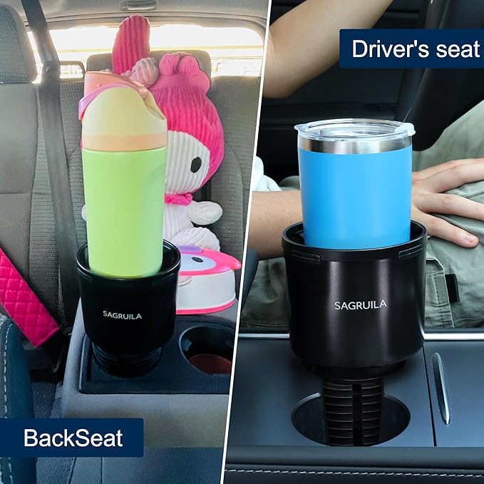 Quick-Install Car Cup Holder Expander, Space-Saving Cup Holder for Car with Offset Design, Non-Slip Large Water Bottle Holder