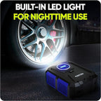 FORTEM Tire Inflator Portable Air Compressor, Air Pump for Car Tires and Bikes, Car Tire Pump w/Auto Shut Off, 150 PSI, 110V AC 12V DC, LED Light, Carrying Case, for Men, Women