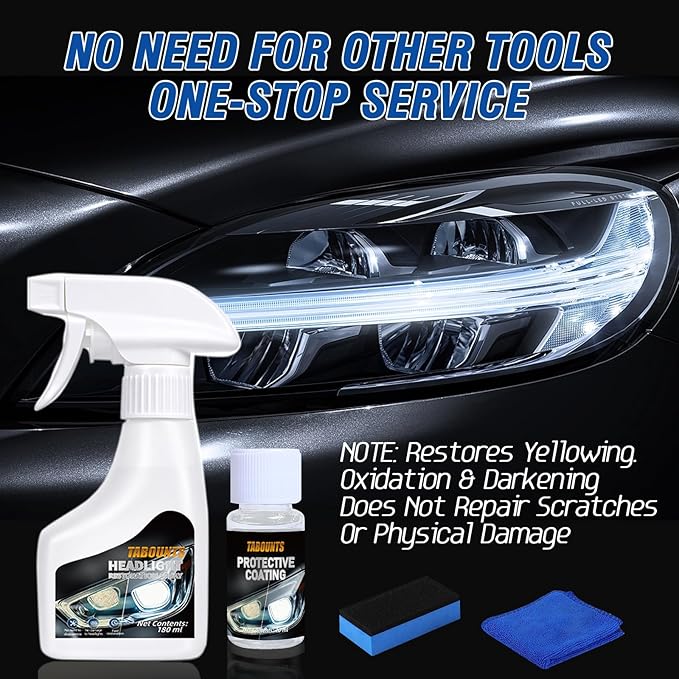 Headlight Restoration Kit, Automotive Headlight Cleaner and Yellowed Head Light Restoring Kit,Helps Clear Dull & Oxidized Lenses,Suitable for All Vehicle Headlamps
