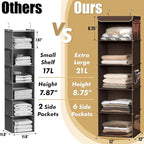 Simple Houseware 5 Shelf Hanging Closet Organizer, Brown