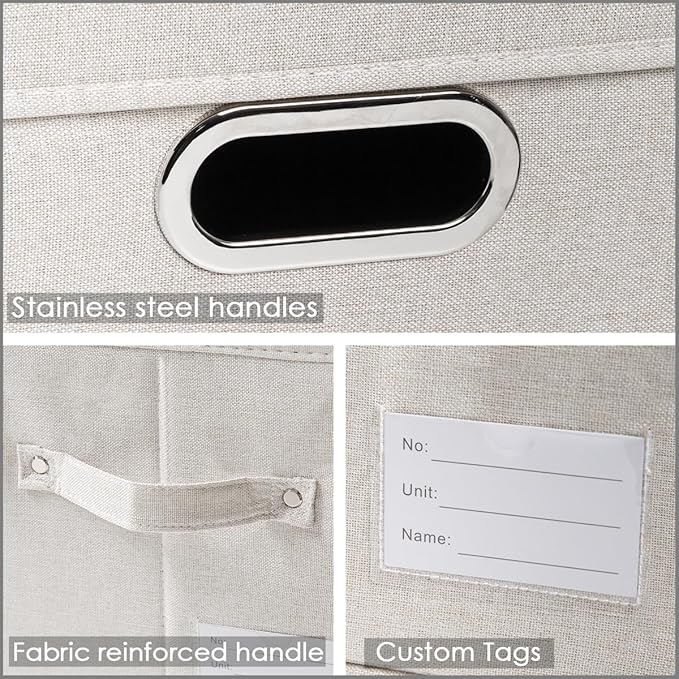 PRANDOM Large Collapsible Storage Containers with Lids [5-Pack] Fabric Foldable Storage Bins Boxes Organizer Baskets Cube wit