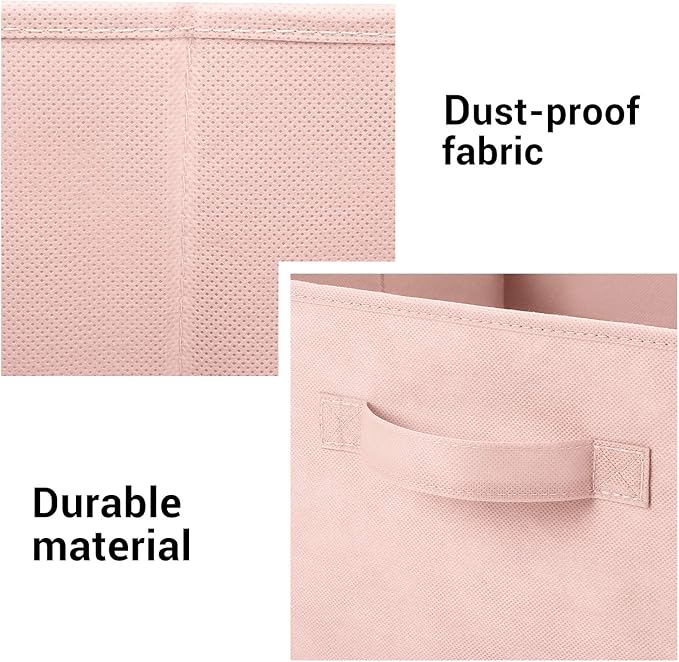 MaidMAX Fabric Storage Bins 10.5×10.5×11, Foldable Cloth Cube Storage Bins for Home Bedroom Closet Drawers Organizer, Pink, S