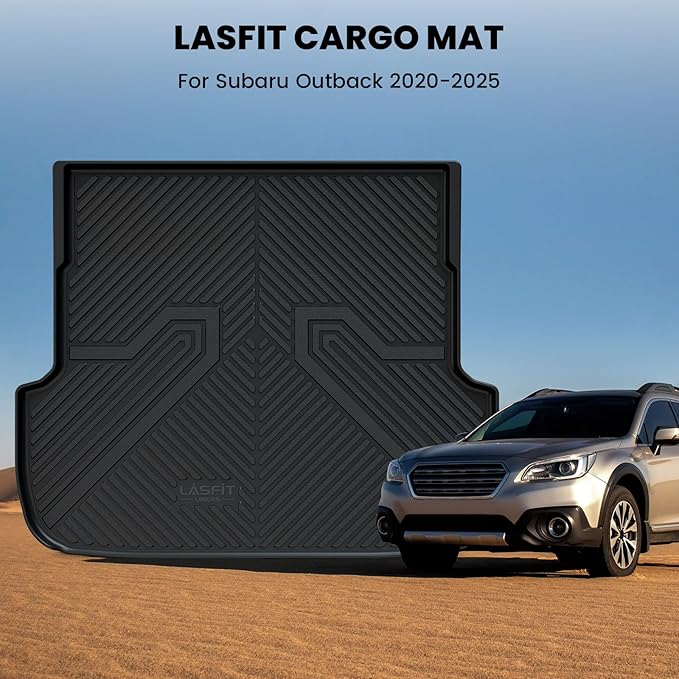 LASFIT Cargo Mat for Subaru Outback 2020-2025, All Weather TPE Custom Fit Easy Clean Durable No-Curling Trunk Mat for Outback 2025 2024 2023 2022 2021 2020 Trunk Liner, Black