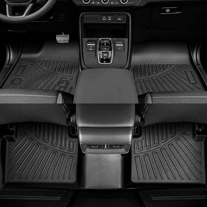 Powerty Floor Mats for 2023-2025 2026 Chevy Colorado/GMC Canyon Accessories, All Weather Car Liners TPE Truck Mats, 1st & 2nd Row Black