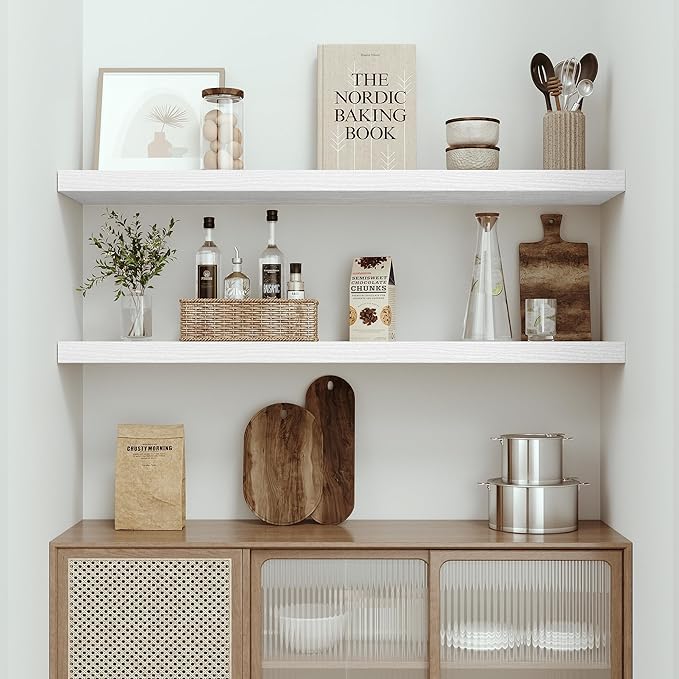 Vivelove Single Floating Shelves 48 Inches, 48 x 10 inch Deep x 1.8 in Thick, Long Wall Shelves Heavy Duty 80 lbs for Bedroom