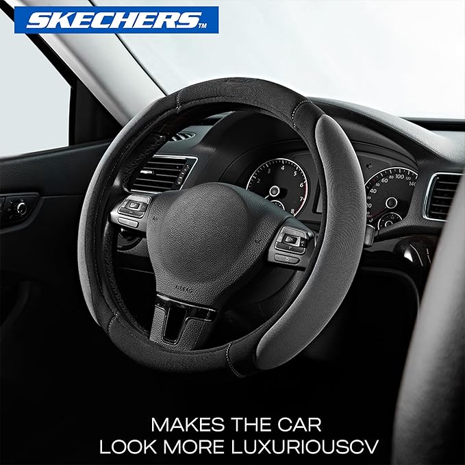 Skechers Steering Wheel Cover,14.5-15 Inch Universal Memory Foam Car Steering Wheel Covers Breathable Anti-Slip Steering Whee