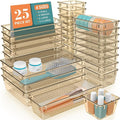 WOWBOX 25 PCS Plastic Drawer Organizer Set, 4 Sizes Desk Drawer Divider Organizers and Storage Bins for Makeup, Jewelry, Gadg