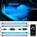 Car RGB LED Lights, Smart 48 LED Car Interior Light with APP Control, Under Dash Car Strip Lights, Music Mode, DIY Mode, 2 Lines Design Light with Charger, Ambient Lighting for Cars SUVs Trucks