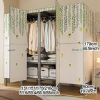 Portable Foldable Wardrobe Closet with Cover, Metal Garment Rack for Clothes Storage, Space-Saving Organizer for Bedroom, 151