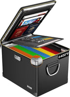 Fireproof Document Box,Hard Case File Organizer with Fireproof Zipper&Threads,Non-Foldable Filing Cabinet with Lock, Portable