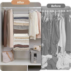 STORAGE MANIAC 2-Shelf Hanging Closet Organizer, Cloth Hanging Closet Shelf, Hanging Closets Baskets with Hooks for Dorm, Apt