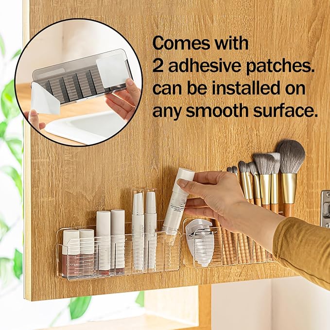 MORNITE Bathroom Medicine Cabinet Organizer Set, Small Narrow Compact Shelves Holder Compartments for Lipstick, Facial Mask, 