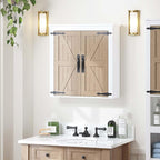 Spirich Bathroom Wall Cabinet Over Toilet, Farmhouse Wall Mounted Medicine Cabinet Organizer with Wood Grain Barn Doors and A