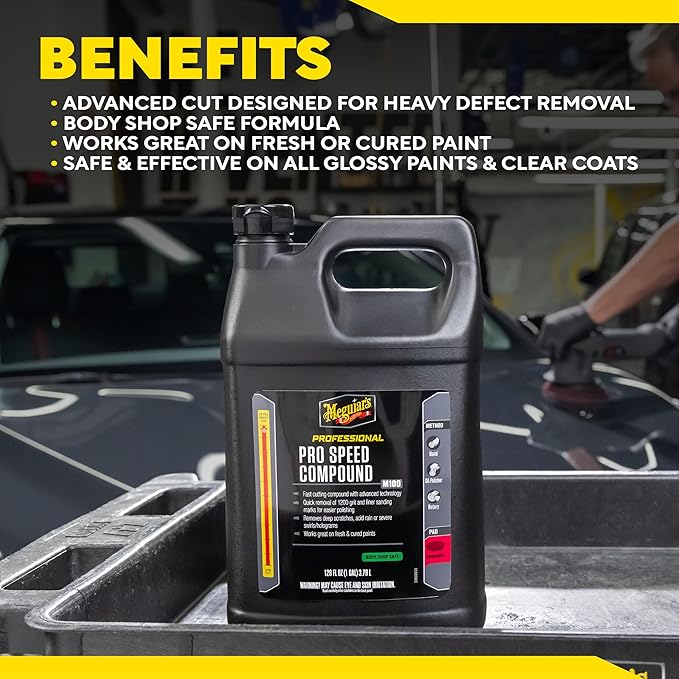 Meguiar's M11032 Mirror Glaze Ultra Pro Speed Compound, Rubbing Compound for Cars Removes Up to 1,200 Grit Sanding Marks and Leaves a Swirl-Free, High-Gloss Finish, 1 Gallon