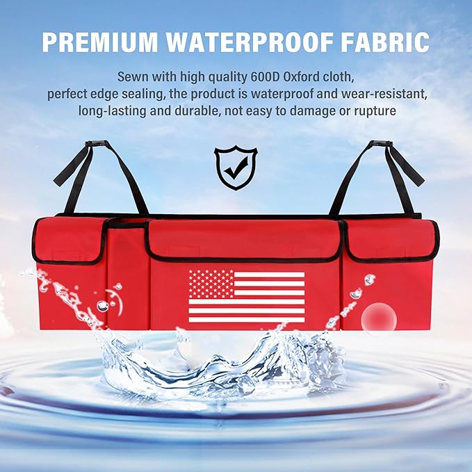 Turcee Car Trunk Organizer,Large Capacity Car Storage Organizer with US Flag Design,Hanging Foldable Car Organizers and Storag