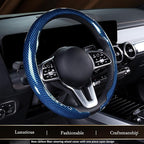 Aimato Car Steering Wheel Cover Carbon Fiber, Ultra-Thin Car Steering Wheel Cover,Comfortable & Breathable Microfiber,Universal Fit for Most Cars, Bright Blue