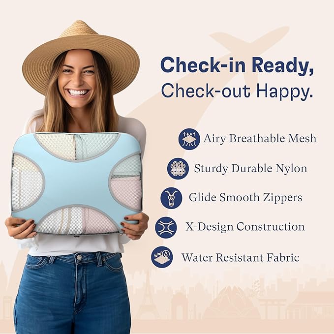 Shacke Packing Cubes for Travel 5 Set - Premium Luggage Organizer Bags - Versatile Travel Organizer for Women and Men - Optim