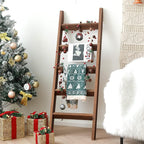 FUIN 5ft (58") Wood Blanket Ladder Living Room Decorative Wall Leaning Farmhouse Quilt Display Holder Rustic Wooden Towel Rac