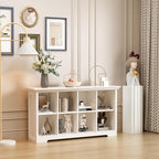 OSCHF Cube Shelf Bookcase with Base - Wooden 2 Tiers Floor Standing Low Storage Cabinet for Home and Office, 8-Cube Lattice B