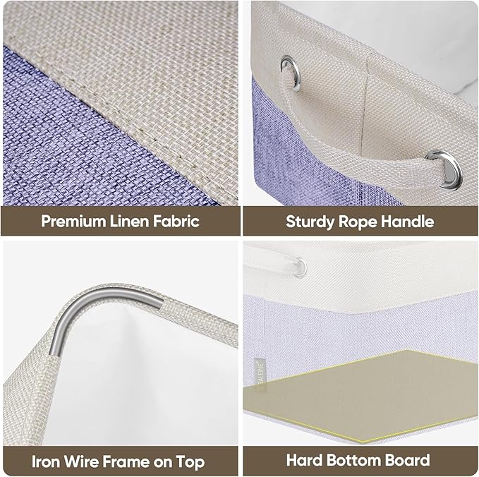 BALEINE 4 Pack Fabric Closet Storage Bins for Shelves, Linen Closet Organizers and Storage, Decorative Baskets for Organizing