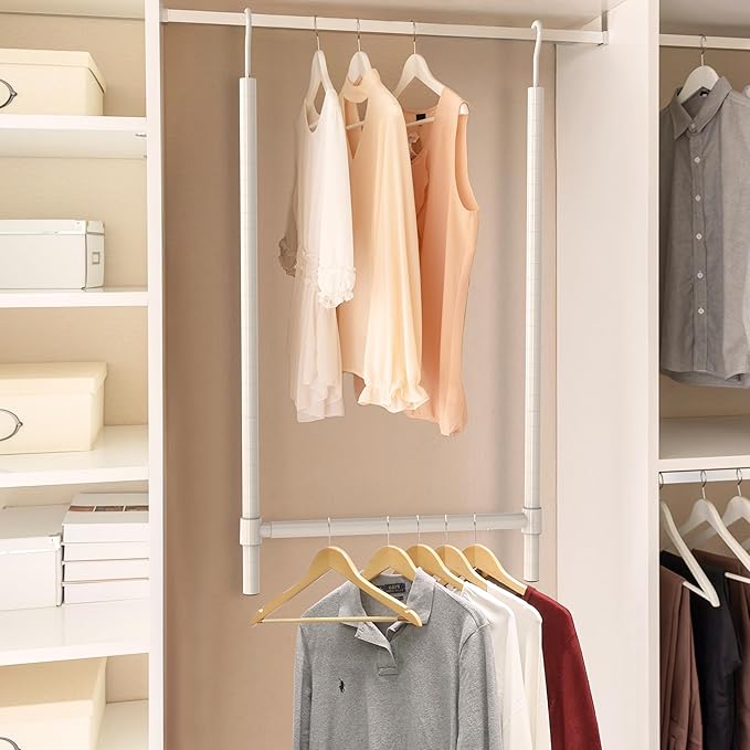 Simple Houseware Adjustable Closet Hanging Rod, White