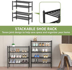 ROMGUAR CRAFT 4 Tier Bamboo Shoe Rack for Closet Free Standing Wood Shoe Shelf for Entryway Small Space Stackable 27"x11"x26"