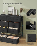 SONGMICS Dresser for Bedroom, Chest of Drawers, Steel, MDF, 9 Non-Woven Fabric Drawers, Storage Organizer Unit, Closet, Entry