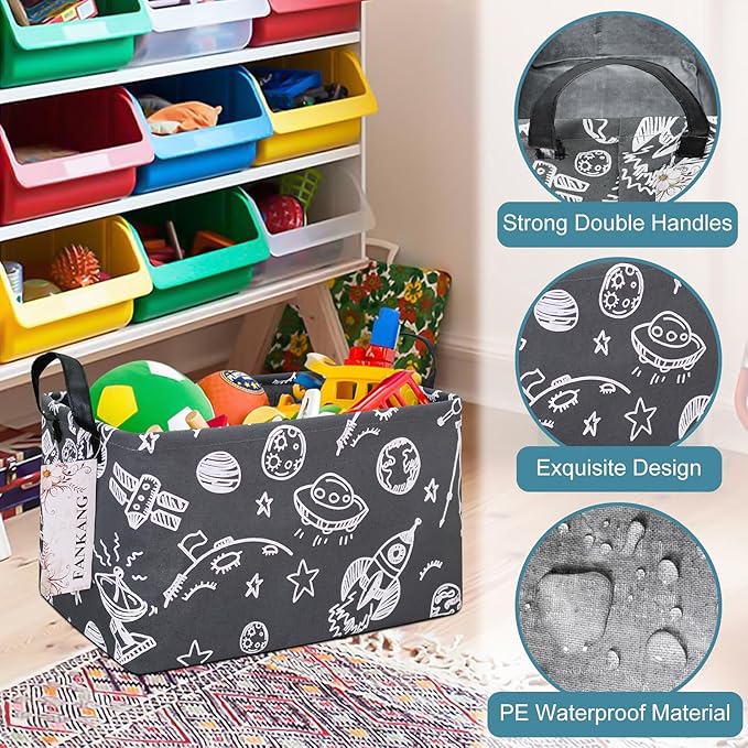 FANKANG Storage Basket,Nursery Hamper Canvas Laundry Basket Foldable with Waterproof PE Coating Storage, Office, Bedroom, Clo