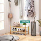 viewcare 2-Tier Bamboo Shoe Rack for Entryway, Bamboo Wood Shoe Organizer for Hallway Closet, Free Standing Shoe Racks for In