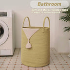 JMvicyroam Large Woven Laundry Basket Hamper,80L Cotton Rope Storage Bin for Blankets,Toys and Clothes,Decorative Tall Nurser