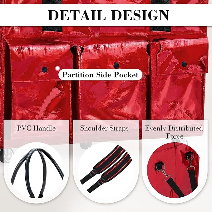 tobyto Reusable Grocery Bag on Wheels, 105L Foldable Rolling Tote, Shopping Trolley 66LBS Capacity - Water-Resistant for Laun