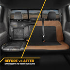 Cat MeshFlex Beige & Black Rear Seat Cover for Car – Durable Canvas & Mesh Design 60/40 Split Bench Protector for Cars, Truck