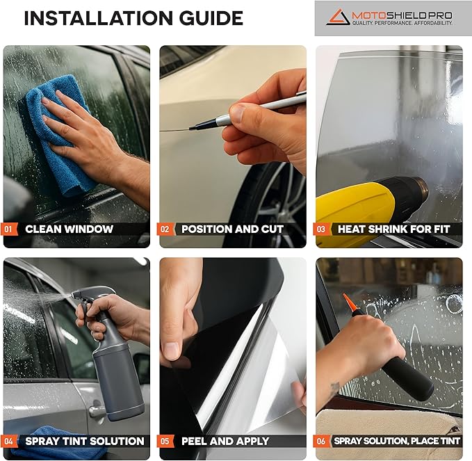 MotoShield Pro 15% VLT Nano Ceramic Window Tint For Car 36” in x 100’ ft 2PLY Roll High Heat Rejection & Glare Reduction Auto Tint Privacy Film, Rejects up to 99% IRR, 99% UV Blocking, Easy DIY Shrink