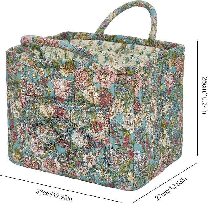 Boho Fabric Storage Basket, Large Capacity Laundry Basket, 12.2'' x 10.23'' x 10.23'' Collapsible Laundry Hamper with Easy Ca