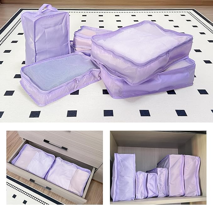 Packing cubes for Travel Luggage Organizer Bags 6 Set Packing Cubes for Suitcases Travel Essentials for Carry on Mesh Suitcas