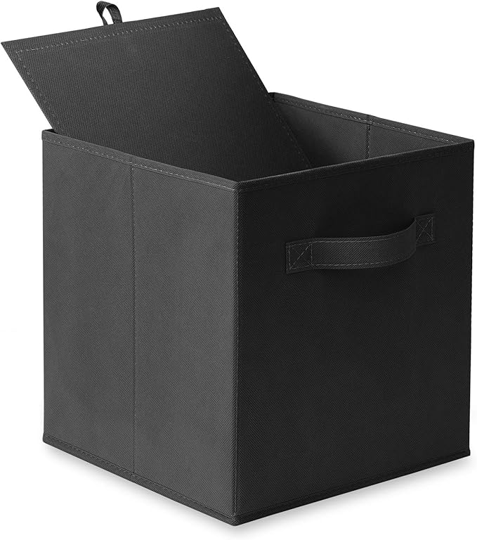 Casafield Set of 6 Collapsible Fabric Cube Storage Bins, Black - 11" Foldable Cloth Baskets for Shelves, Cubby Organizers & M