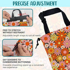 Car Trash Bag Retro Abstract Groovy Flowers Hanging Drawstring Car Organizer and Storage Bag with Adjustable Buckle Canvas Garbage Bin for Back Seat or Hanging Headrest Car Decor Road Trip Essentials