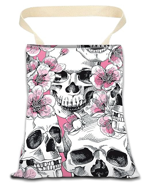 Car Garbage Can, Car Trash Bag, Car Garbage Bag, Hanging Car Trash Can for Car Accessories, Vehicle, Travelling, Camping, Cute Car Back Seat Organizer, Skull Pink Floral