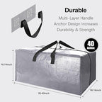 6 Pack Heavy Duty Extra Large Moving Bags W/Backpack Straps - Strong Handles & Zippers, Storage Totes For Space Saving, Fold 