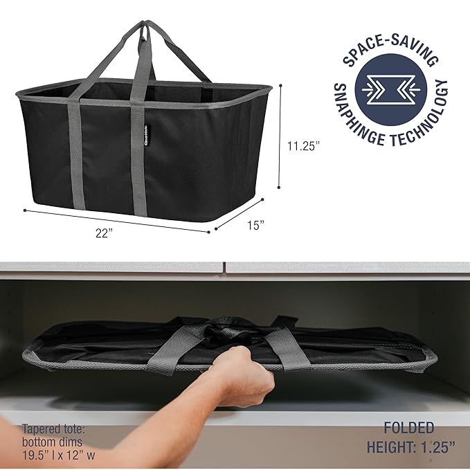CleverMade Collapsible Laundry Tote 2-Pack (50L) – Foldable Carry-All Storage Bin for Laundry, Car Trunk, RV, Dorm & Home Org