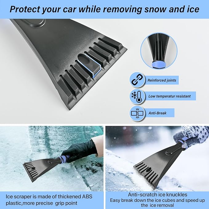 27" Snow Brush and Ice Scrapers Detachable Pivoting, Soft Bristle Head,Foam Grip, for Car,Trucks,or SUV Window & Windshield Tool (1pcs)
