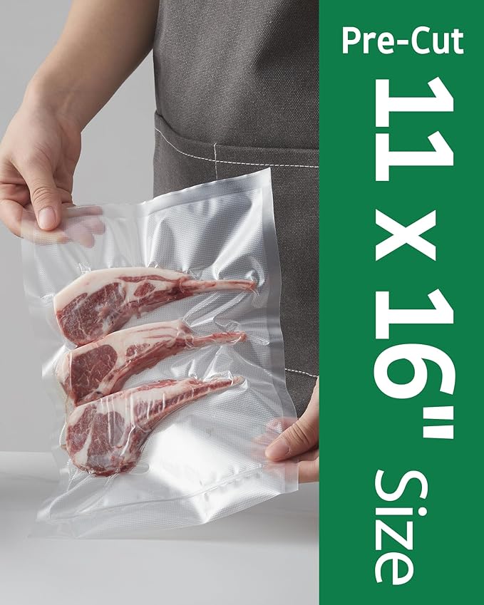 Syntus 100 Count Vacuum Sealer Bags Gallon 11 x 16 inch for Seal a Meal, Commercial Grade BPA Free Heavy Duty Precut Seal Bag