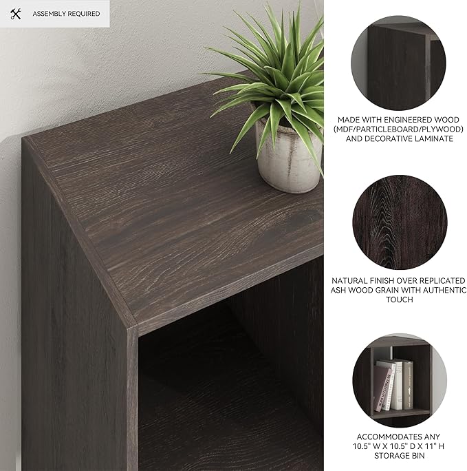 Signature Design by Ashley Piperton 4 Cube Storage Organizer or Bookcase, Charcoal