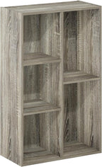 Furinno LUDER Book Shelf, 5-Cube Bookshelf, Reversible Bookcase, 9.4 x 19.5 x 31.5, Easy Assembly, for Living Room, Bedroom, 