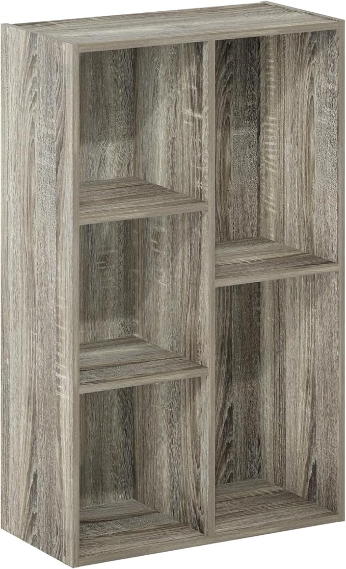 Furinno LUDER Book Shelf, 5-Cube Bookshelf, Reversible Bookcase, 9.4 x 19.5 x 31.5, Easy Assembly, for Living Room, Bedroom, 